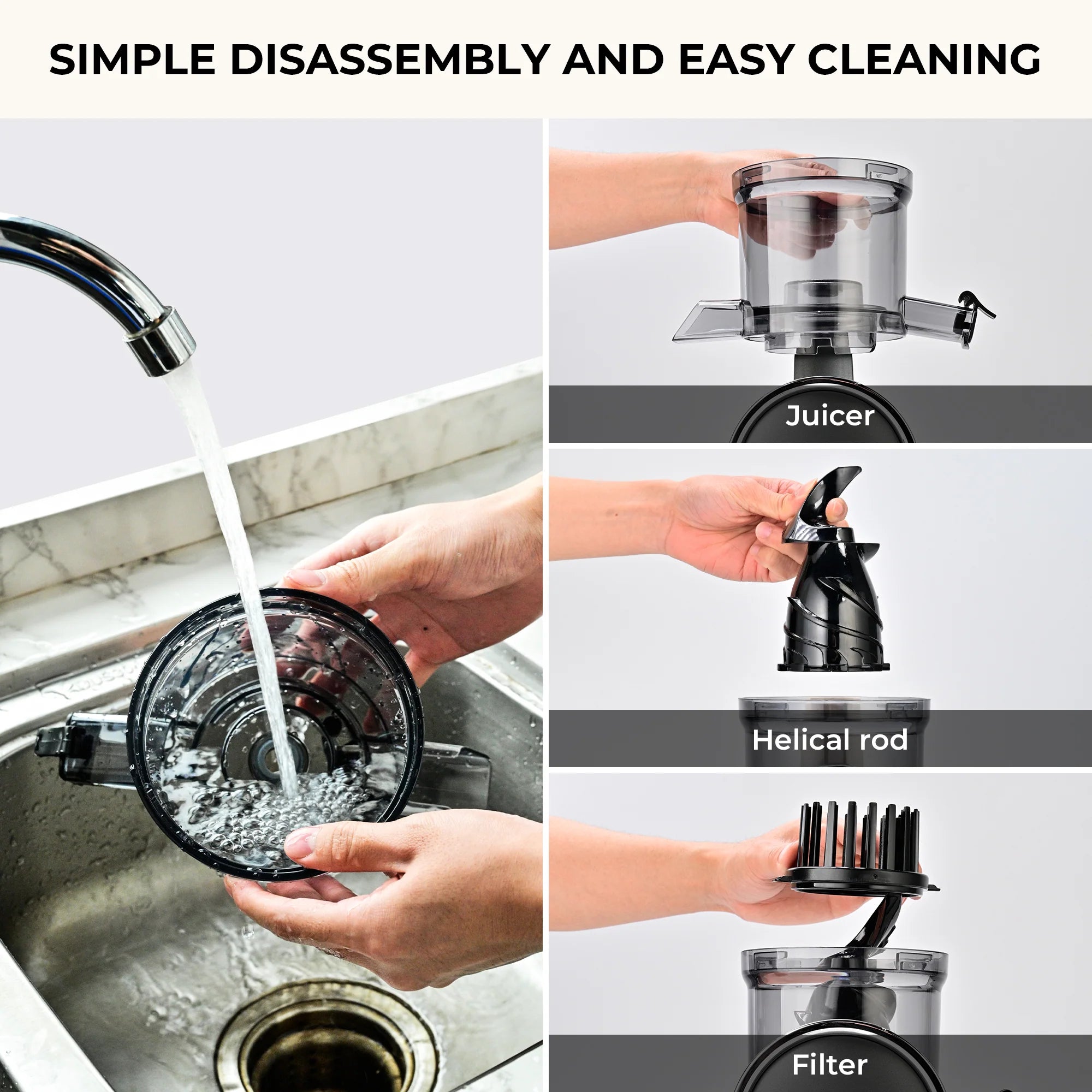 Cold Press Juicer, Slow Masticating Juice Extractor, Easy to Clean